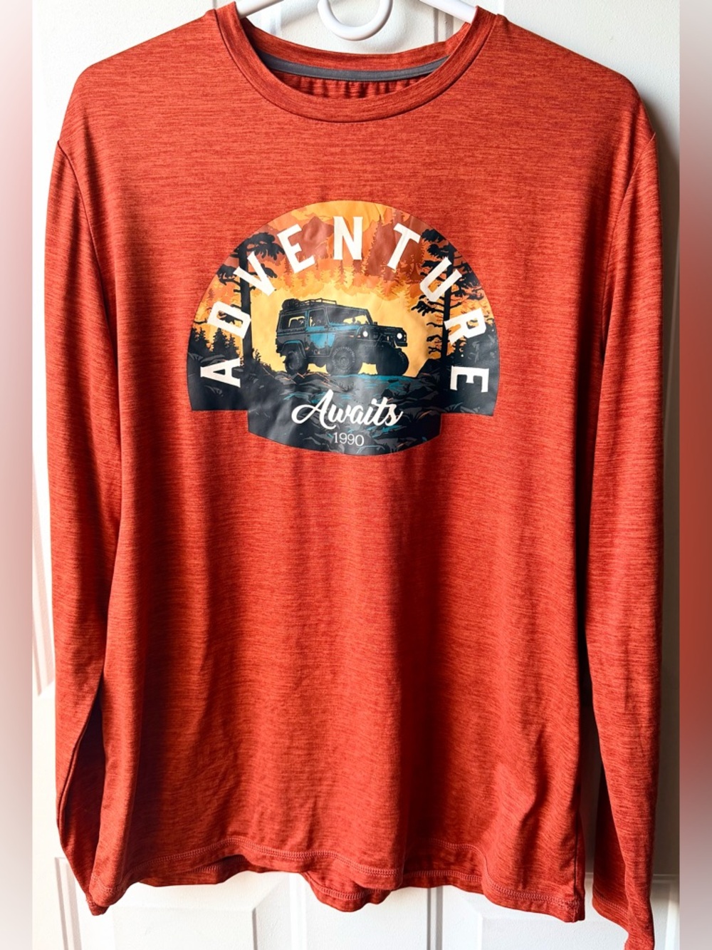 Free Country Adventure Awaits Graphic Long Slv Shirt Men M Outdoor Hiking Jeep